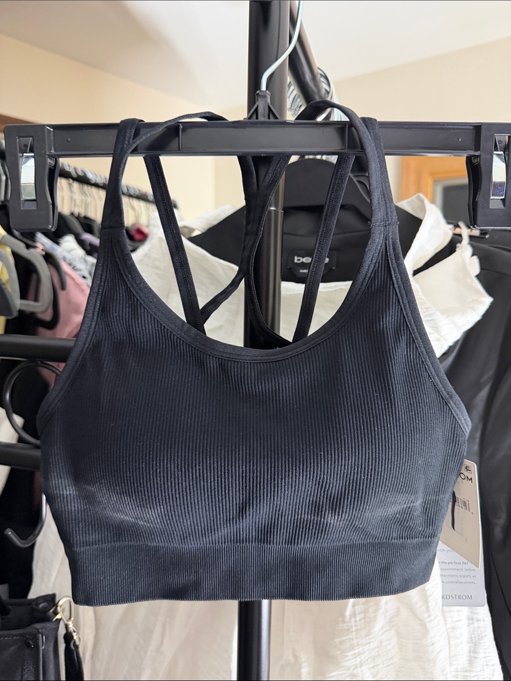 Zella Black Ribbed Strappy Seamless Sports Bra
